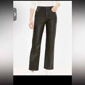 Loft Five Pocket Straight Pants  Green Faux Leather Size 14 NWOT